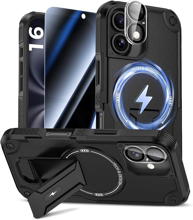 Goton for iPhone 16 Case with Privacy Tempered Glass Screen Protector & Camera
