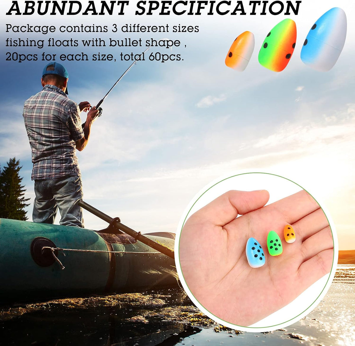 Skylety Foam Floats - 60 Pieces Fishing Rig Indicators for Trout, Catfish & Walleye - Oval Design