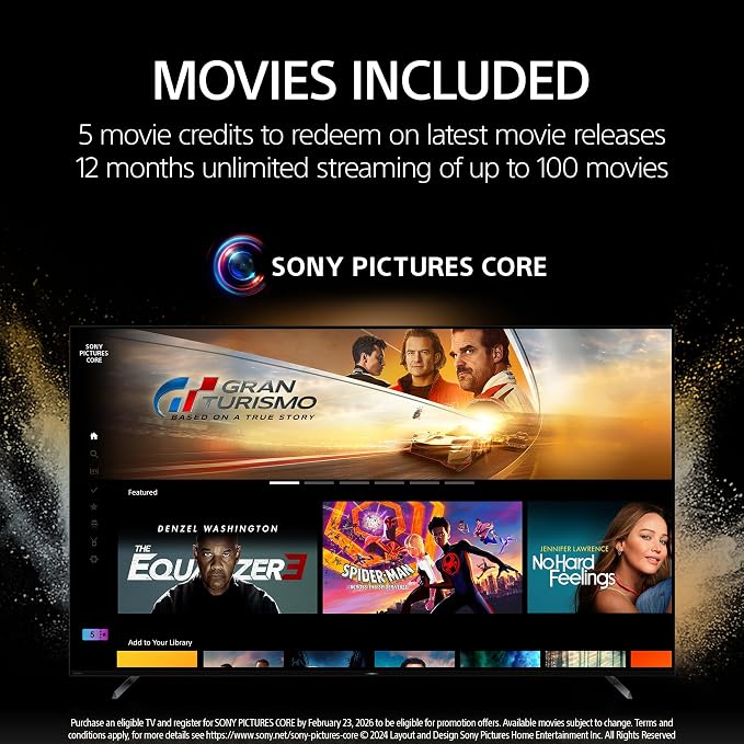 Sony 55 Inch BRAVIA 7 Mini LED QLED 4K HDR Smart Google TV (K-55XR70) | XR Processor with AI Technology, Dolby Vision/Atmos, PS5 Features, XR Backlight Master Drive, 4K movie credits included