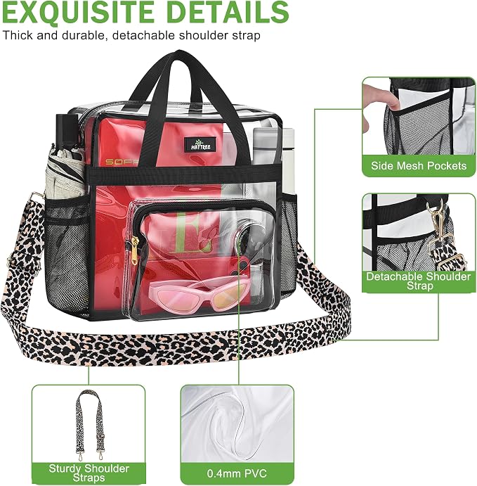 MAY TREE Clear Bag for Stadium Events, Transparent Bag for Concert Sports Gym