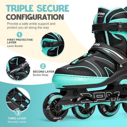 2PM SPORTS Kids Adjustable Inline Skates - Light Up Wheels for Ages 4-12 | Perfect for Beginners