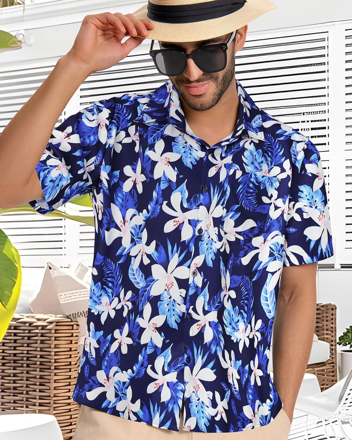 Skiennix Men's Hawaiian Shirt - Short Sleeve Casual Beach Top with Pocket | Summer 2026 Style