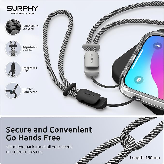 SURPHY 2 Pack Phone Lanyard for Cellphone Case, Phone Wrist Strap for Case