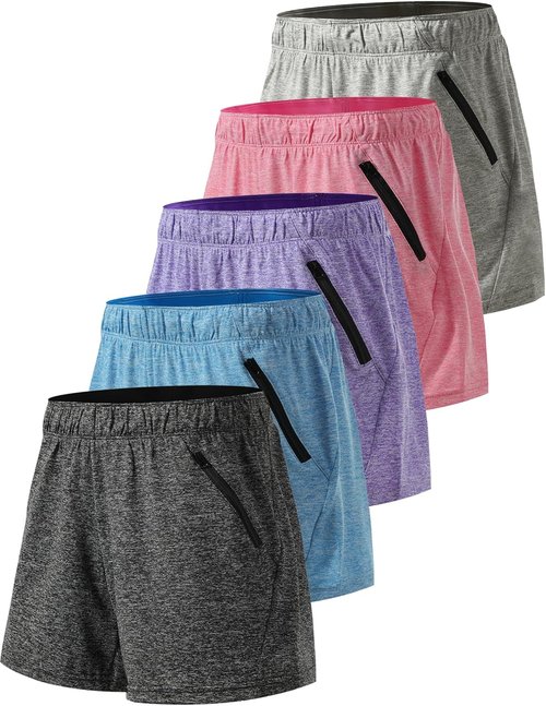 Liberty Imports Women's Lounge Workout Shorts - Lightweight Athletic Shorts with Zipper Pockets | 5" Inseam