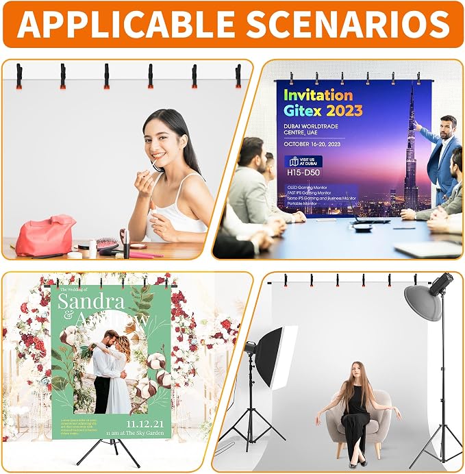 Forlogic Portable T-Shape Backdrop Stand Support Kit 8x7.2ft, Adjustable Photo