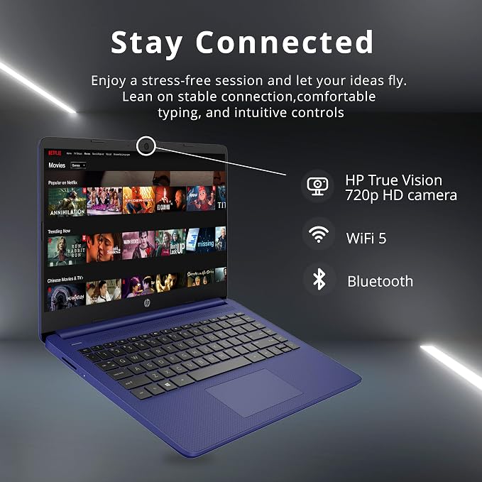 HP Stream 14″ HD Busines Laptops, Intel Celeron Processor, 8GB RAM, 1TB Storage (64GB eMMC + 1TB Docking Station Set), Intel UHD Graphics, 720p Webcam, WiFi, HDMI, Win 11, Blue