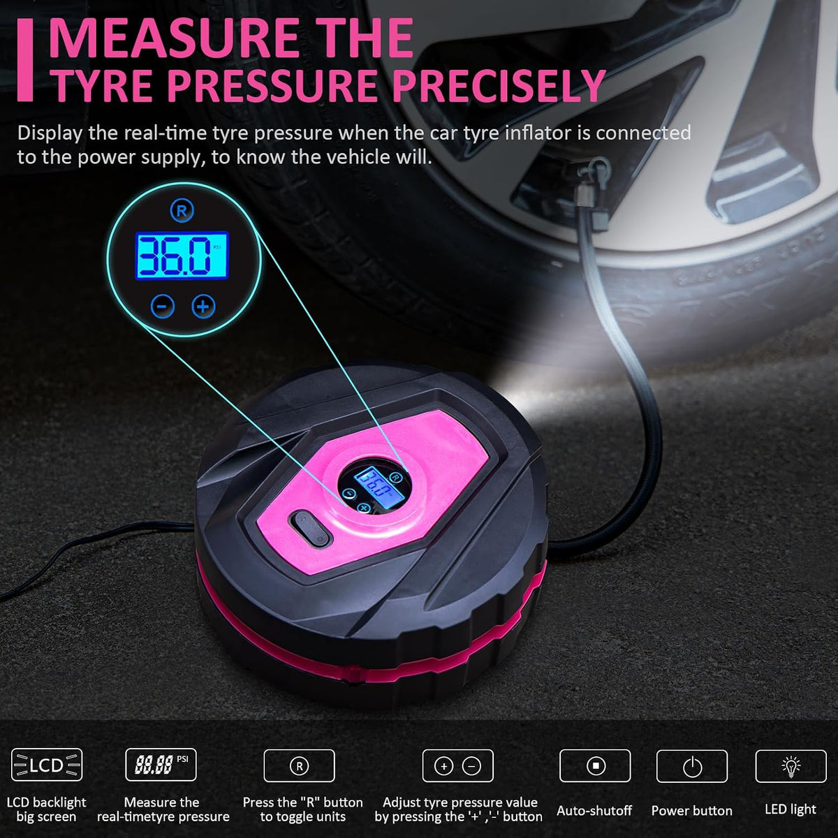 Car Emergency Kit with Portable Air Compressor - Roadside Emergency Kit for Vehicles, Winter Car Safety Roadside Assist Kit, Emergency Car Kit for Teen Girl and Ladies M-75