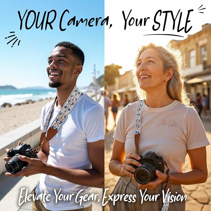 Art Tribute Camera Strap For Photographers Padded Universal Fit Neck Shoulder &