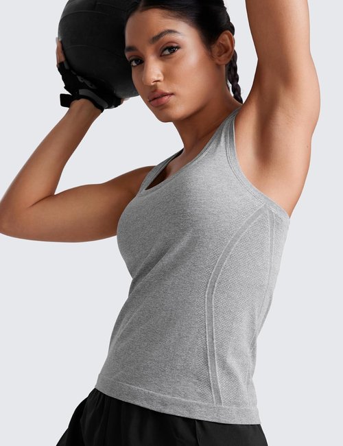 CRZ YOGA Seamless Racerback Tank Top for Women - Breathable Athletic Sleeveless Shirt | Ideal for Gym & Running