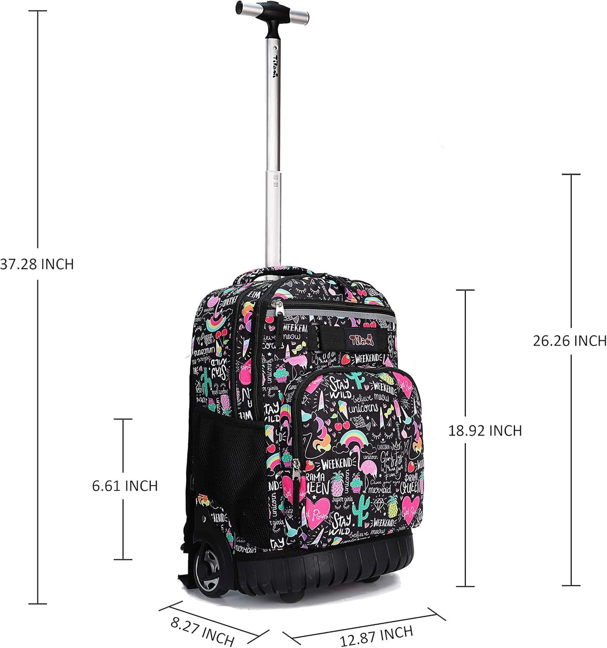 Tilami Rolling Backpack - 19 Inch Wheeled Laptop Bag with Lunch Bag | Insulated & Stylish