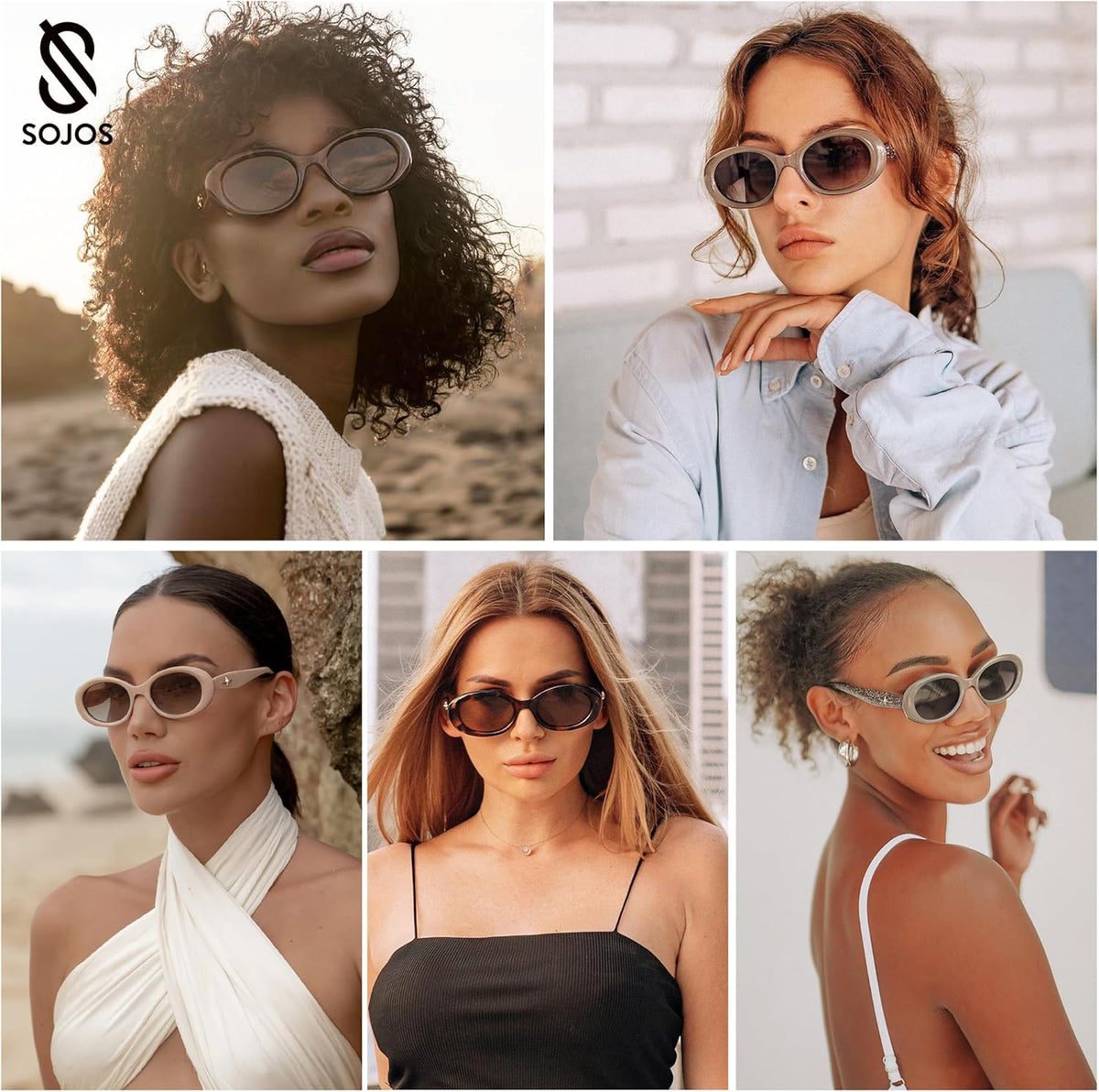 SOJOS Polarized Retro Oval Sunglasses - 90s Vintage Style with UV400 Protection | Unisex Tiny Frames