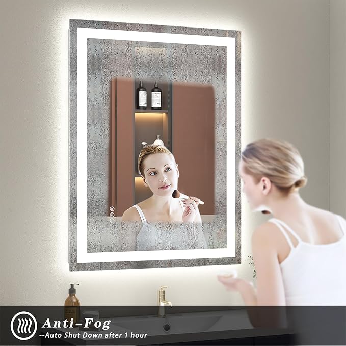 40x26 LED Lighted Mirror for Bathroom Wall Mounted, Dimmable Vanity Mirror with Lights, Anti-Fog, ETL Listed (Backlit and Front Lighted)