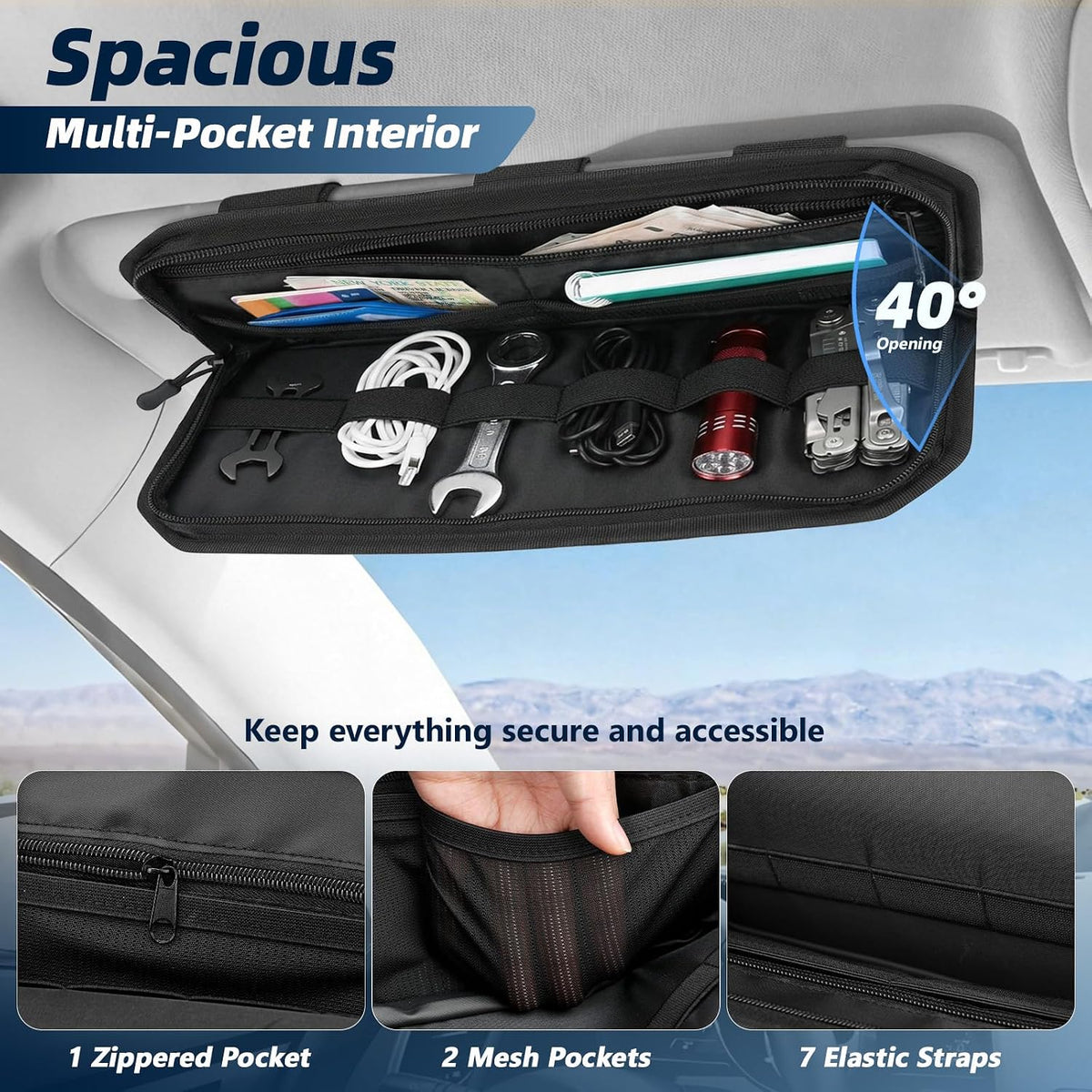 Dadanism Car Sun Visor Organizer, Fit Most Car Truck SUV Jeeps Patrols Van
