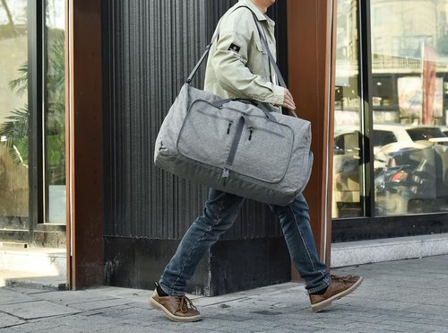Dimayar 65L Travel Duffle Bag - Waterproof & Tear-Resistant Foldable Duffel with Shoe Compartment | Gray