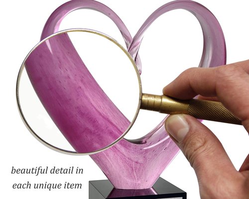 Award for Wife - Pink Heart Shaped Art Glass - Customized Trophy for Wife of The Year, Mom or Girlfriend - Personalized Gifts for Women - 9 Inches Tall