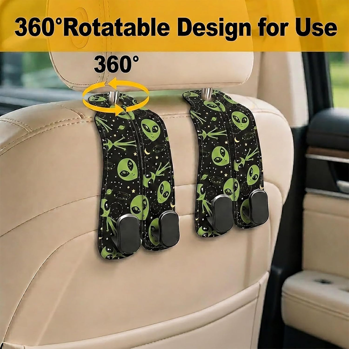 Cute Alien Car Seat Headrest Hooks for Purses & Bags