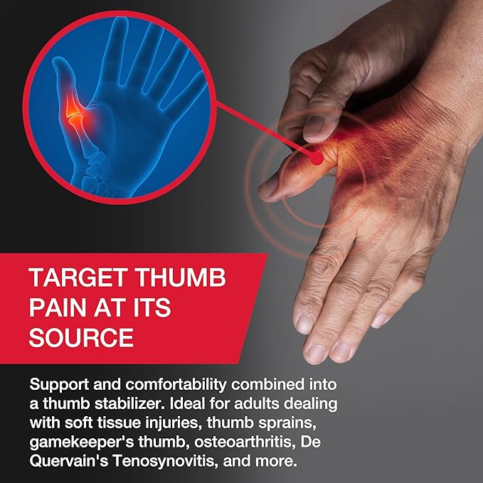 MUELLER Sports Medicine Adjust-to-Fit Thumb Stabilizer, Spica Splint, Thumb Pain Relief Brace for Men and Women, Ideal for De Quervain's Tenosynovitis, Arthritis, Sprains, Fits Right or Left