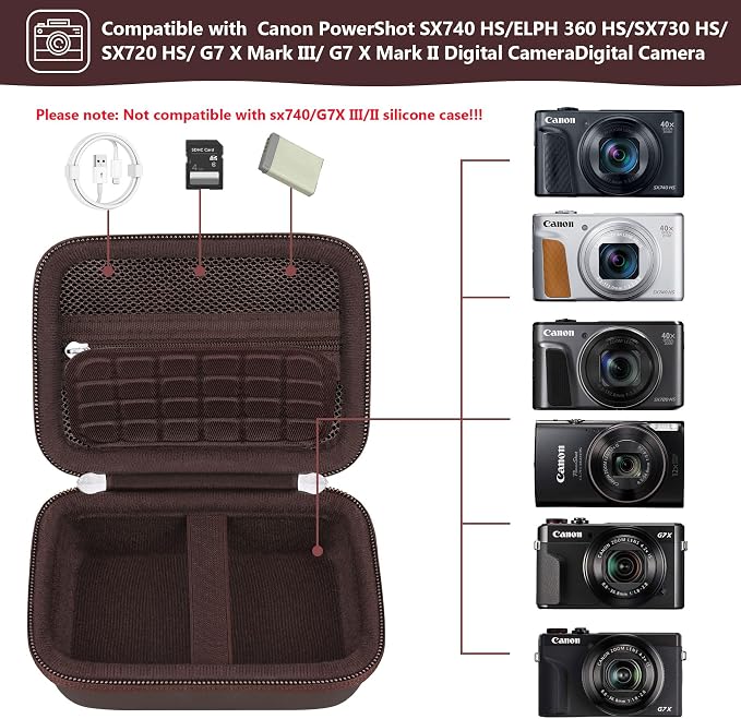 Hard Carrying Case for Canon PowerShot SX740 HS/ELPH 360 HS/ SX730 HS/ SX720