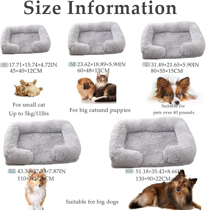 Dog Beds Medium Large Size Dog, Calming Dog Bed with Removable Washable Cover, Waterproof Lining and Nonskid Bottom(Light Gray,XXL)