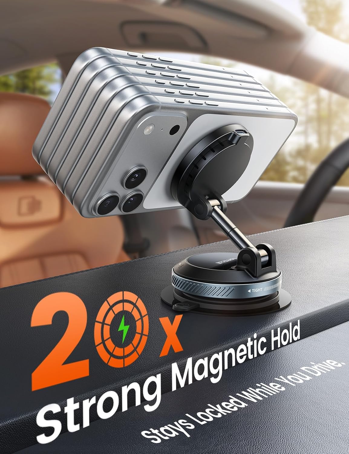 Lamicall 15W for MagSafe Car Mount Charger, 360° Wireless Car Phone Holder