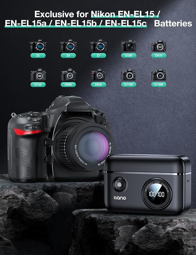 llano CS2 EN-EL15c EN-EL15b Camera Battery Charger