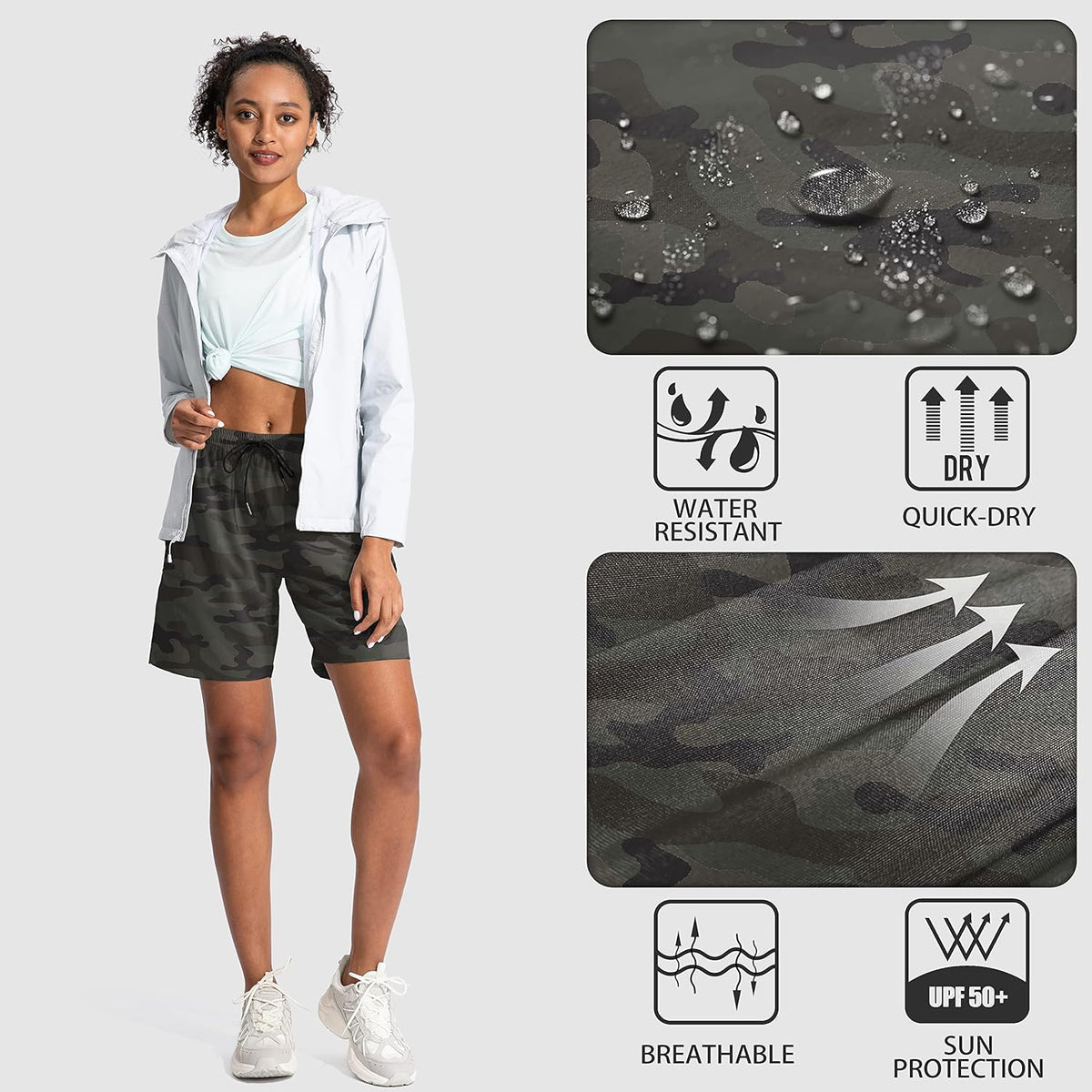 SANTINY Women's Hiking Cargo Shorts - Quick Dry Lightweight Design | Available in 5'', 7'', 9'' Sizes