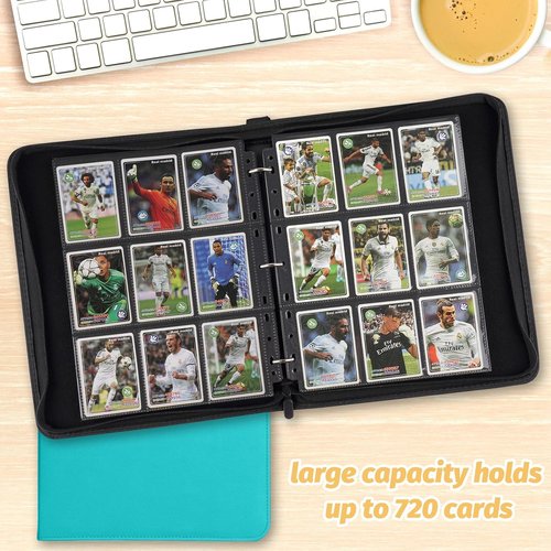 GERMUN Premium Zip Trading Card Binder - 720 Double-Sided Pocket Album for MTG & Sports Cards | Lake Blue