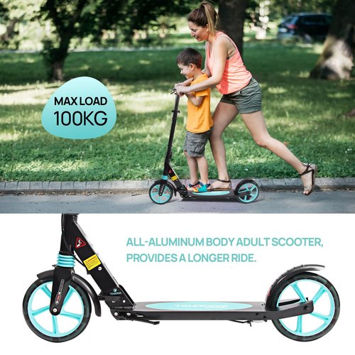 LED Light Up Large Wheels Scooter for Kids Ages 6-12 and Adults with Handbrake, Kick Scooters for Teens 12 Years and Up with Carry Strap and Bell, Easy Fold, Height Adjustable