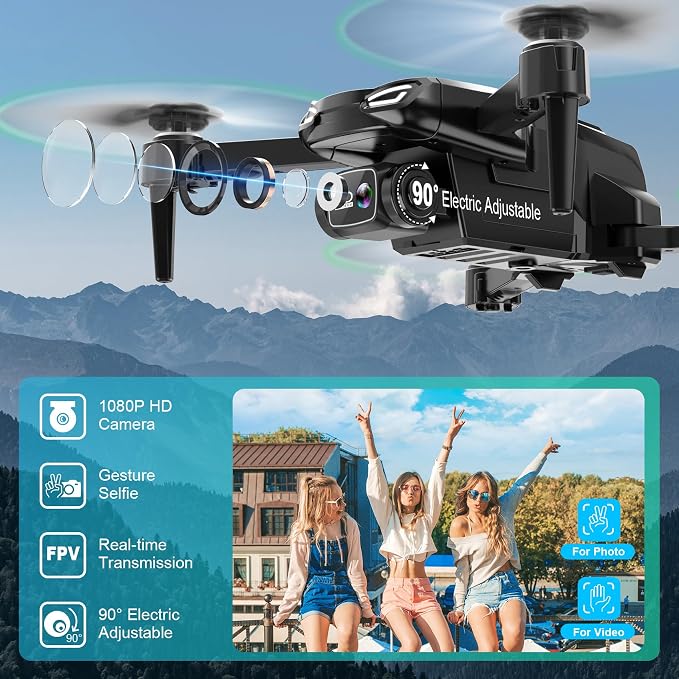 Drone with 1080P Camera, Foldable Remote Control Quadcopter