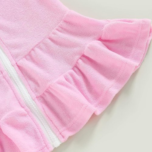 CIYCUIT Toddler Girls Swim Cover-Up - Stylish Hooded Design with Zipper for Easy Wear