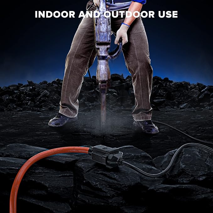 Maximm 50 Ft Orange Extension Cord, Heavy Duty 3-Prong Outdoor Power Cable, ETL Listed for Contractors