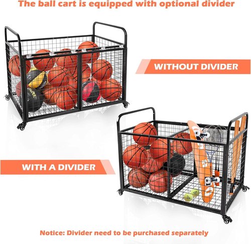 Heodmaem Ball Cart Storage - Extra Large Heavy Duty Basketball Cage Bin for Garage & Gym