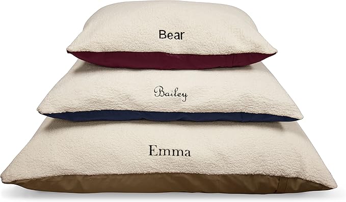 Soft Plush Personalized Pet Pillow Dog Bed Custom Embroidered - Removable Pet Bed Cover - Large Green