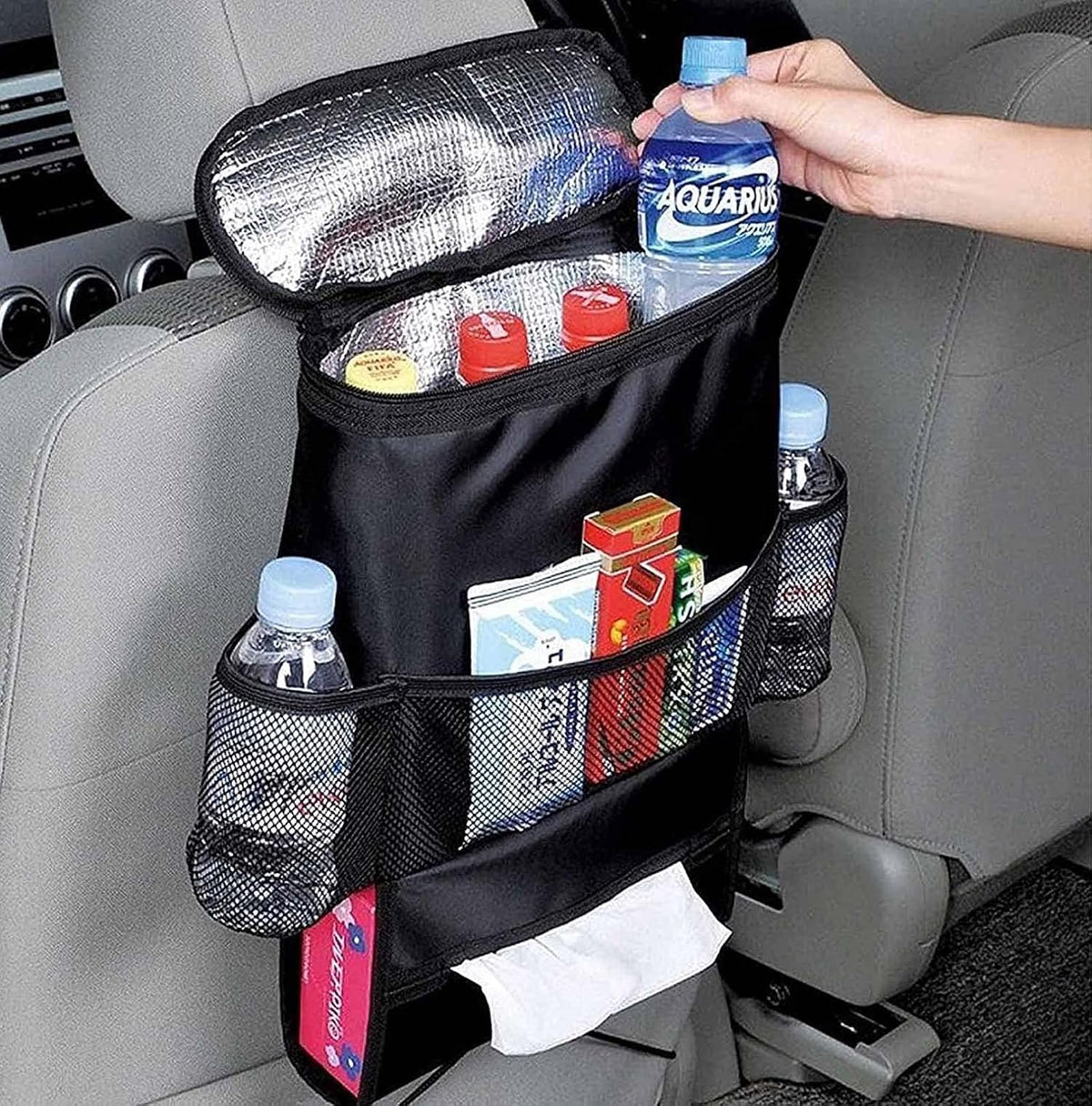 AUTOARK Car Seat Back Organizer and Cooler Set,Multi-Pocket Travel Storage Bag(Heat-Preservation and Waterproof),Bigger-Capacity,AK-054