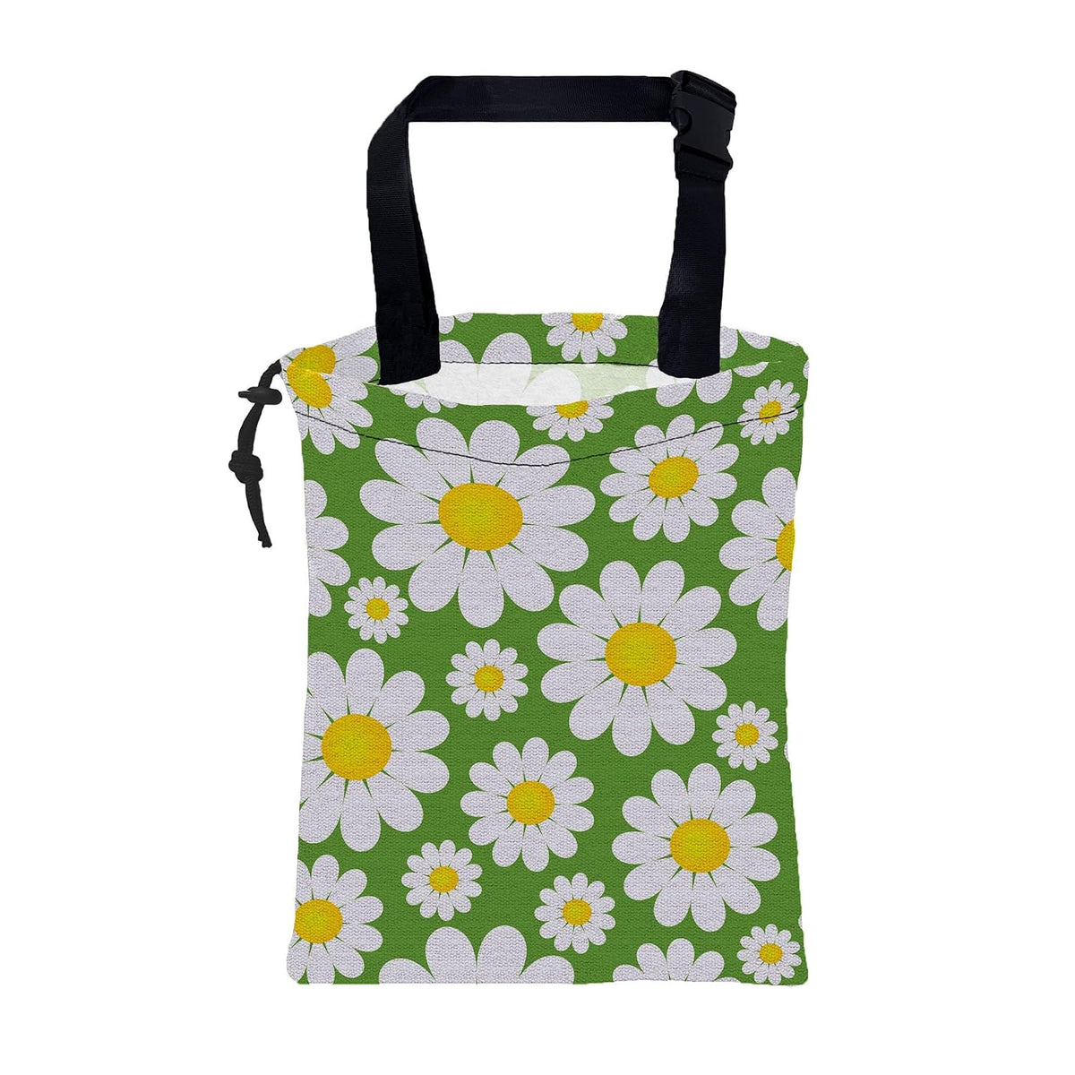 Car Garbage Bag Abstract Daisy Flowers Drawstring Car Trash Bag Hanging for Back Seat with Adjustable Buckle Canvas Vehicle Trash Can Easy-to-Install