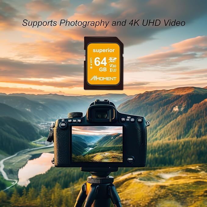 MMOMENT 64GB Full-Size SD Card UHS-I U3 V30 Class 10 High Speed SDXC – Up to