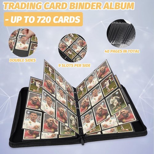 GERMUN 9 Pocket Card Binder - Premium Zip Trading Card Album for MTG, TCG & Sports Cards | Purple, 720 Double-Sided Pockets