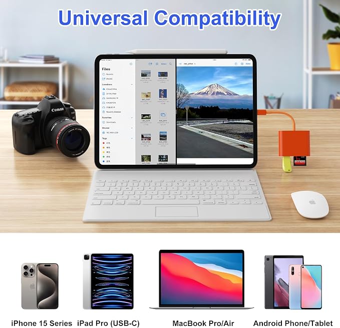 SD Card Reader, USB 3.0 Type C High Speed to SD/TF Card Adapter