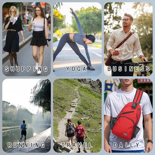 DTGN Convertible Sling Bag - Multifunctional Crossbody Backpack for Hiking & Travel | 8.5"x15" - White