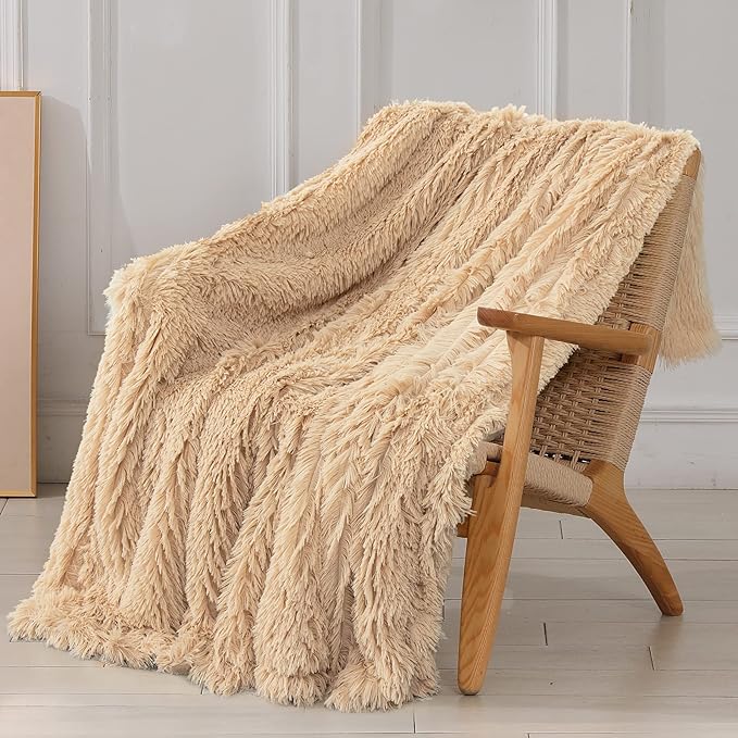 Tuddrom Decorative Extra Soft Faux Fur Blanket Twin Size 70" x 78", Solid