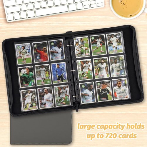 GERMUN 9 Pocket Card Binder - Premium Zip Trading Card Album for MTG, TCG & Sports Cards | Grey, 720 Double-Sided Pockets