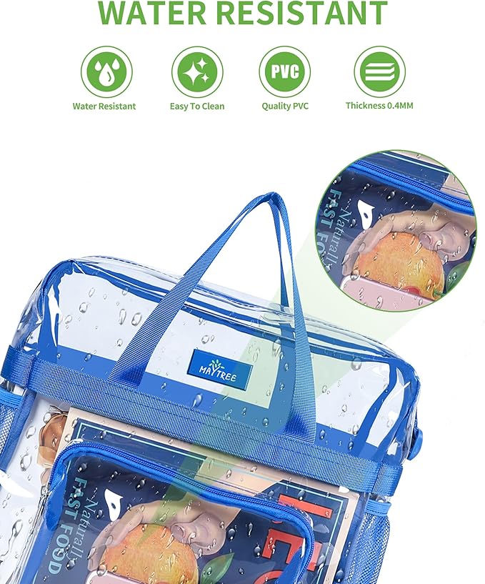 MAY TREE Clear Bag for Stadium Events 12×6×12 Clear Tote Lunch Bag