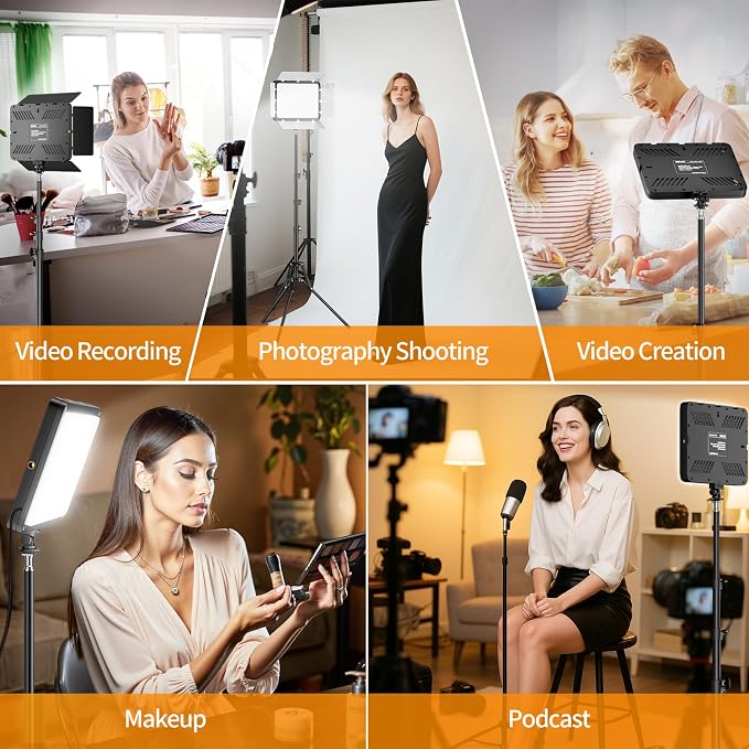 EMART LED Video Light Kit with Phone Holder & Barndoor, 2800-7000K Dimmable