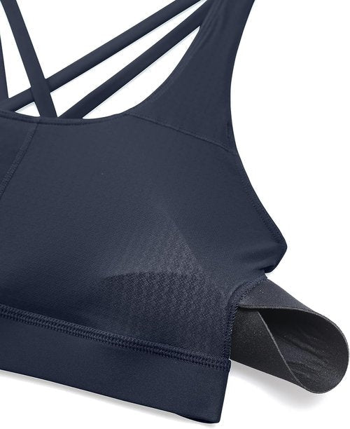 CRZ YOGA Strappy Padded Sports Bra for Women - Comfortable Criss Cross Back Yoga Top
