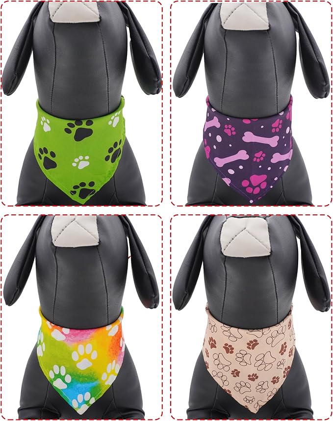 PET SHOW 50 Pack Paw Pattern Small Dog Bandanas Bulk XS Washable Puppy Girl Boy Triangle Bibs Kerchief Set Cats Scarves Pet Grooming Accessories