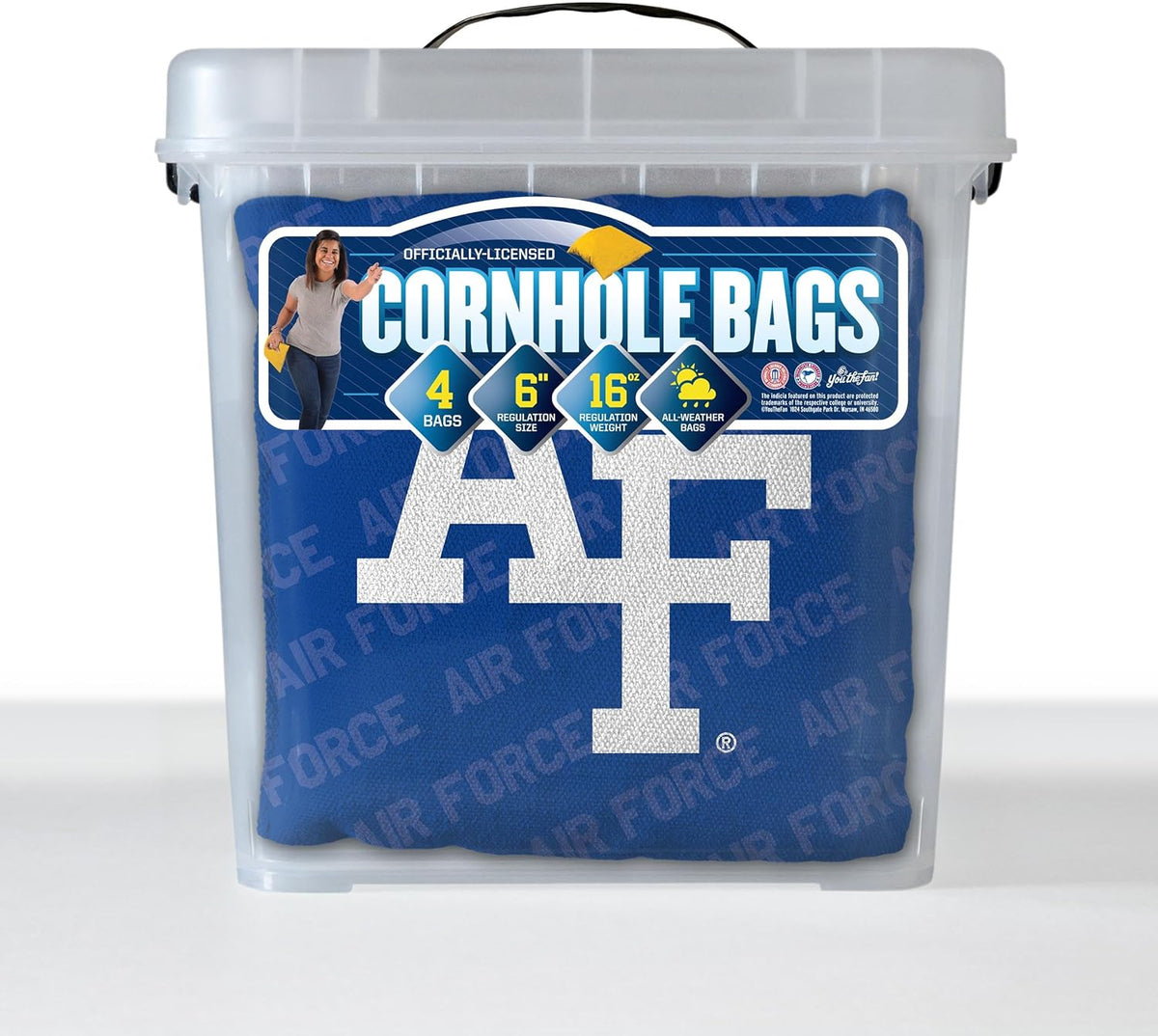 YouTheFan NCAA Cornhole Bags Set of 4 - All Weather Regulation 6” x 6” - 16oz Weight - Made in USA