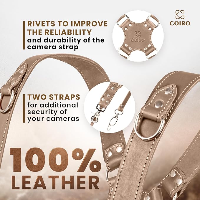 C Coiro Dual Camera Harness Shoulder Leather Camera Strap
