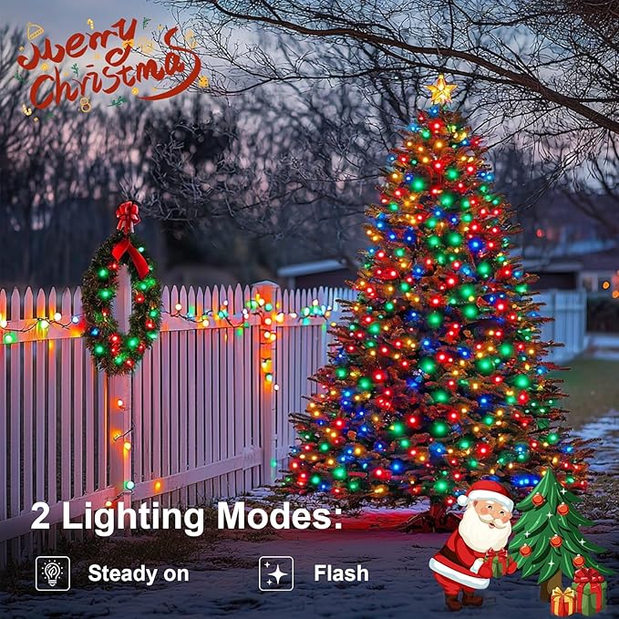 echosari 2 Pack Battery Operated String Lights, 13.2Ft 40 LED Green Wire Fairy String Lights, Waterproof Fairy Lights for Xmas Tree Wreaths Garden Wedding Party Decor (Multicolor)