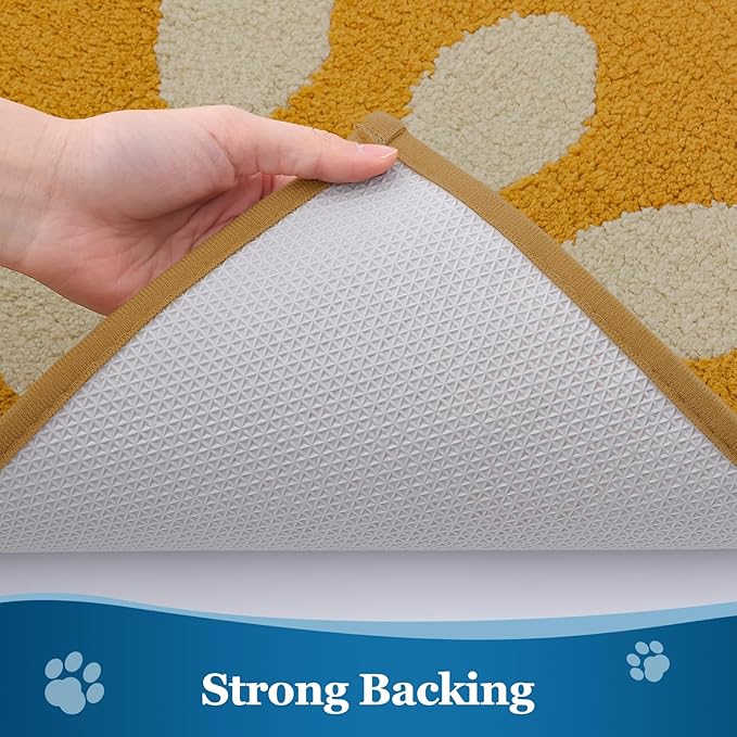 Buganda Dog Door Mat for Muddy Paws, Absorbent Dirt Trapper Washable Indoor Doormats, Non Slip Low-Profile Mud Mat for Dogs, Front Entrance Doormat for Inside Floor (30x20 Inches, Yellow)