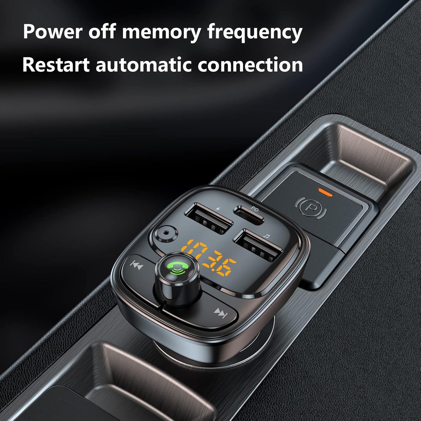 Bluetooth 5.3 FM Transmitter Car Adapter, Wireless Radio MP3 Player Stereo Music Audio Receiver Hands Free Calling, 42W (PD 30W & 12W) USB C Car Charger for iPhone, Support TF Card & USB Disk (Black)